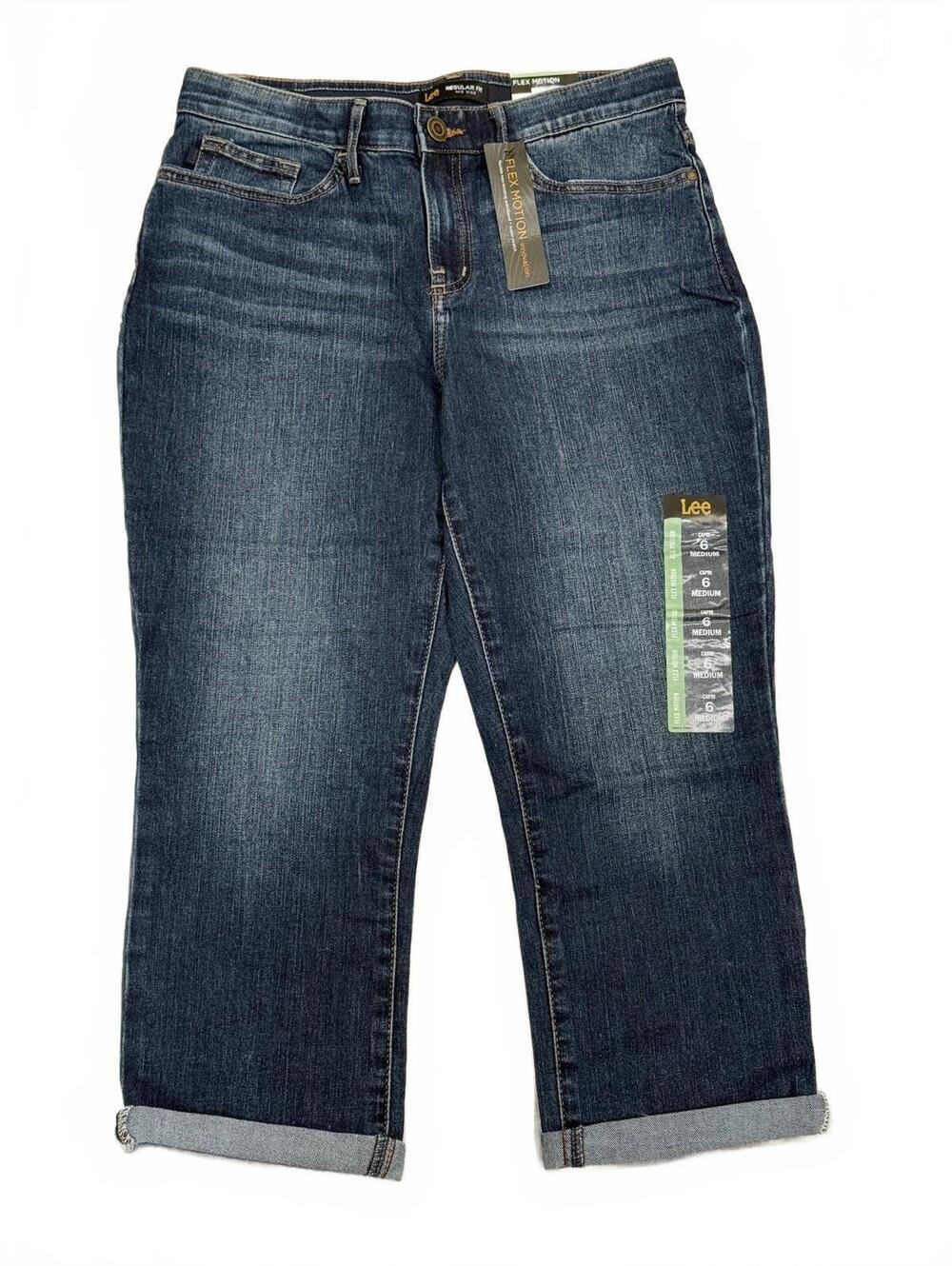 Lee Flex Motion Regular Fit Mid Rise Denim Jeans - Medium, 6